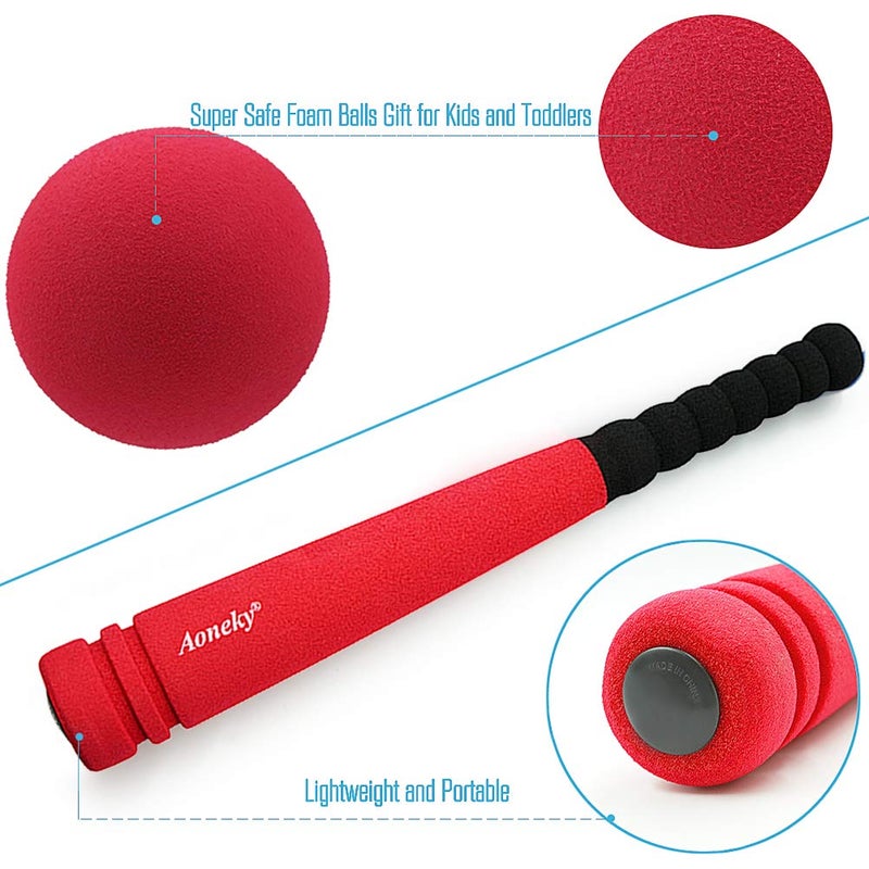 Aoneky Min Foam Baseball Bat and Ball for Toddler - Indoor Soft Super Safe T Ball Bat Toys Set for Kids Age 2 Years Old, Best Gift for Children, 16.5 inch - Image 5
